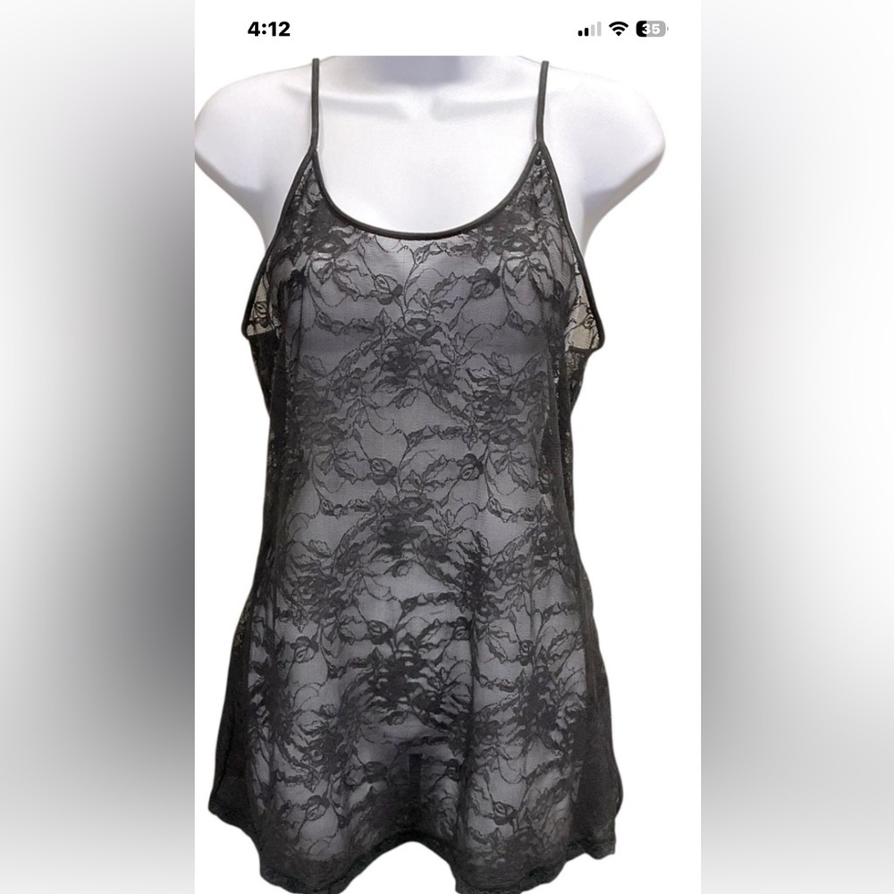 Victoria's Secret Sheer Black Lace Chemise